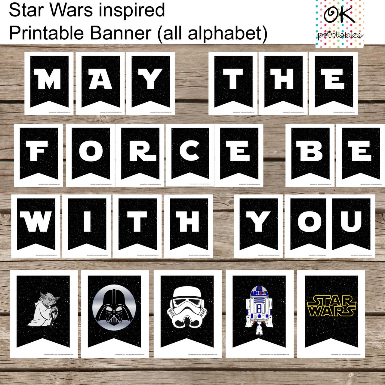 All Alphabet Star Wars Banner Printable Set All Occassion All